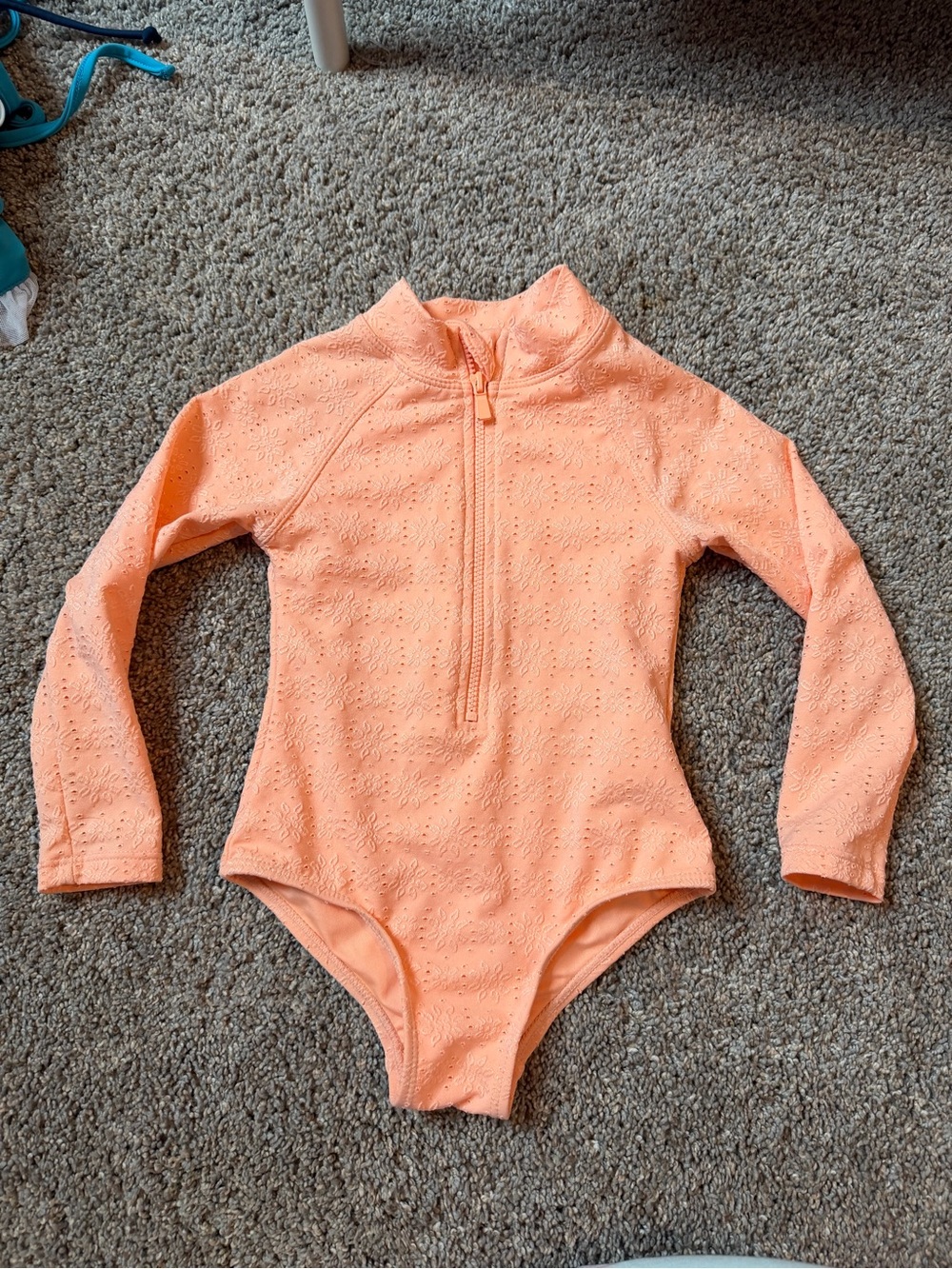 Cotton On Kids Peach Long-Sleeve One-Piece Swimsuit